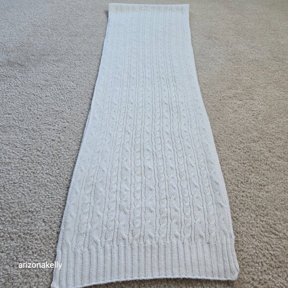 Wool or Wool Blend Cable Knit Ivory Scarf - Picture 7 of 15